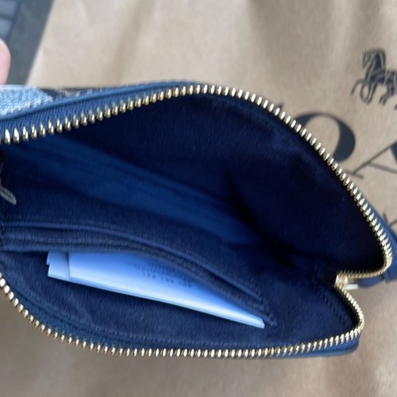 Coach Corner Zip Wristlet With Garden Plaid Print - Picture 7 of 15